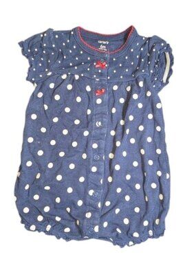 🐲3 FOR $9🦄 Carter's Short Sleeve Polka Dot Strawberry Bottom Romper One Piece